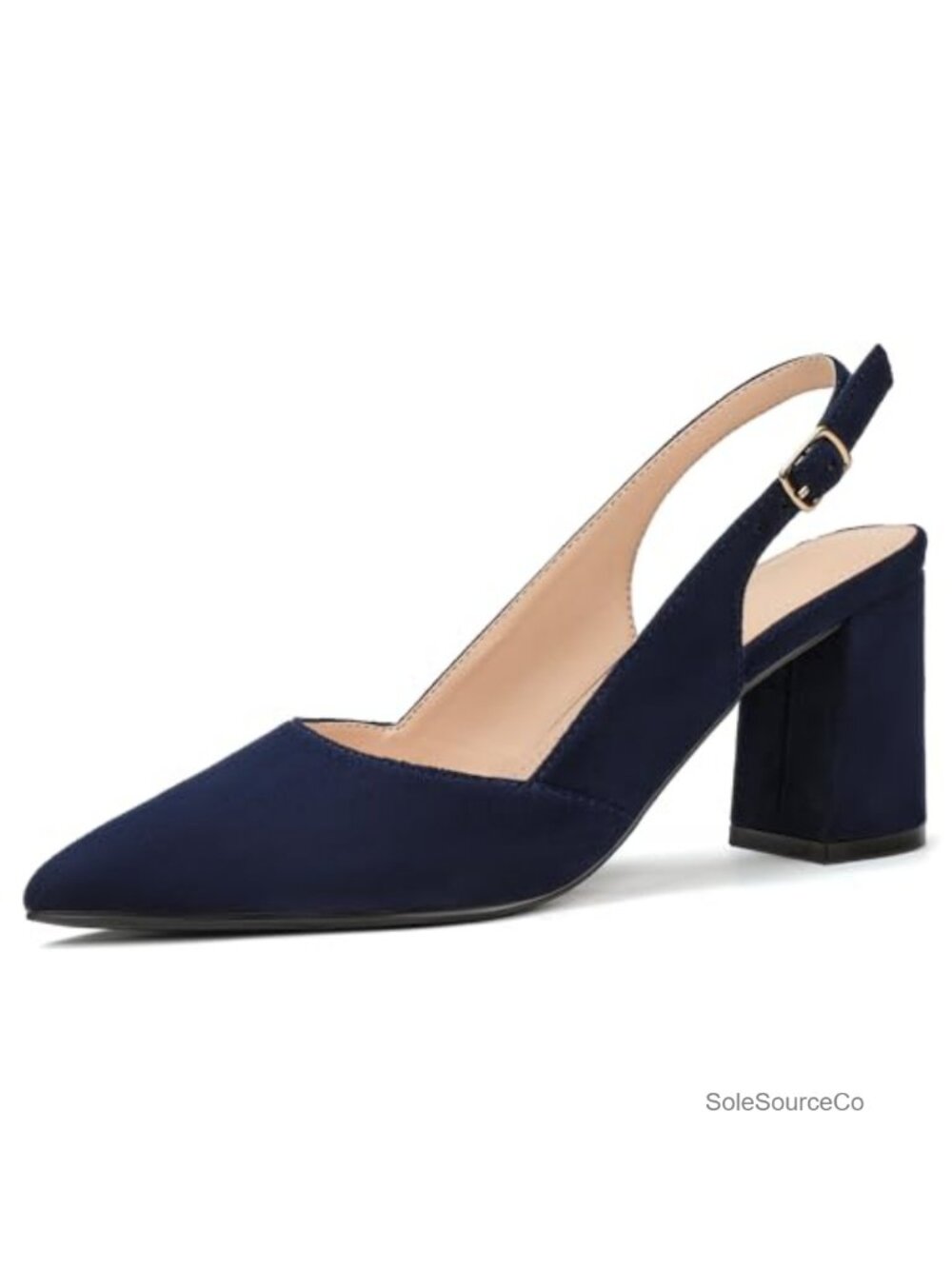 IDIFU Women's Slingback Heels Closed Pointed Toe High Chunky Block Pumps